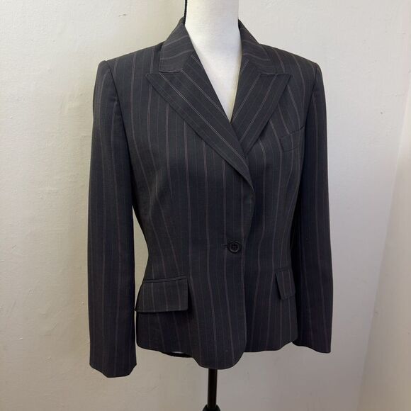 Anne Klein New York Executive Collection Pinstripe One Button Jacket Size 8P‎ - Picture 12 of 15